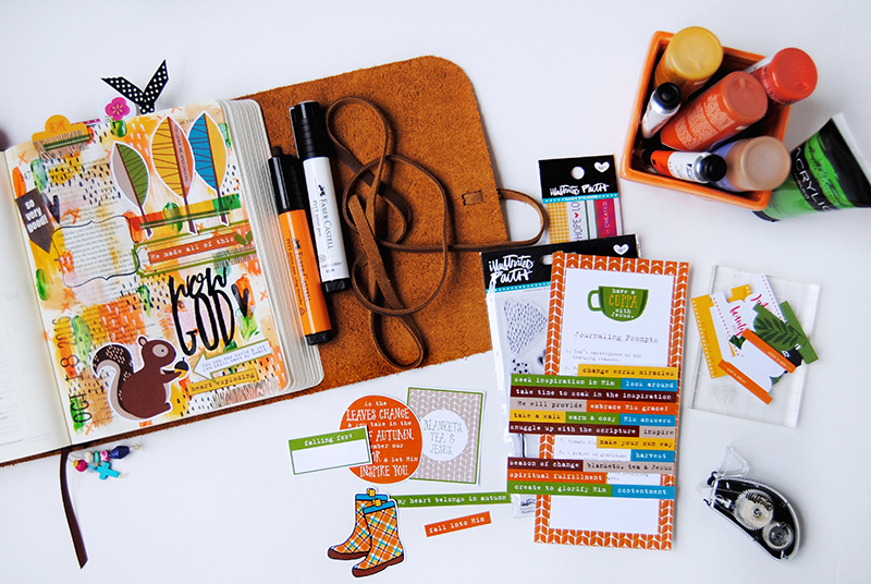 hybrid mixed media art journaling Bible entry by Elaine Davis | WOW GOD He Made All Of This! | Psalm 147:7-9