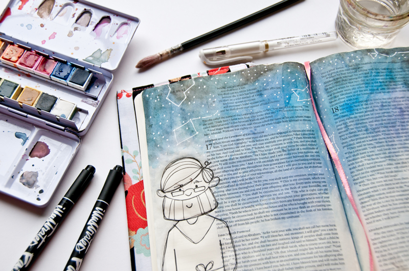 watercolor Bible journaling illustration by Jess Robyn | Abraham's Faith