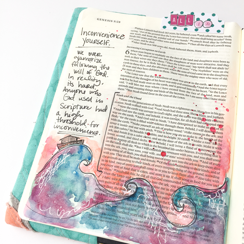 watercolor Bible journaling illustration | Genesis 6 | Bekah Blankenship