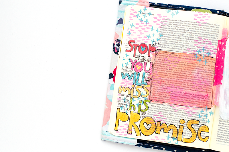 mixed media art journaling Bible entry by Heather Greenwood | Stop Making Excuses, You Will Miss God's Promises | Exodus 6