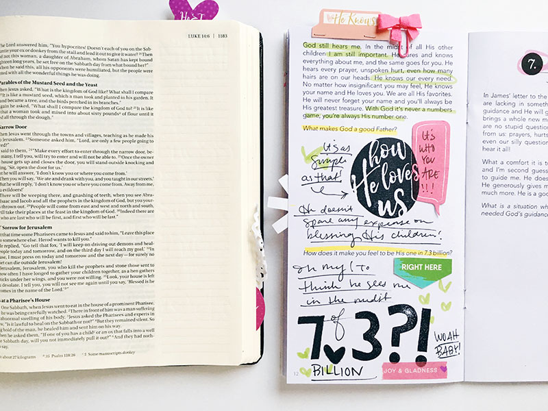 mixed media faith art journaling by Bailey Robert | One in a Billion  |  Illustrated Faith How He Loves Us devotional by Stephanie Bruice