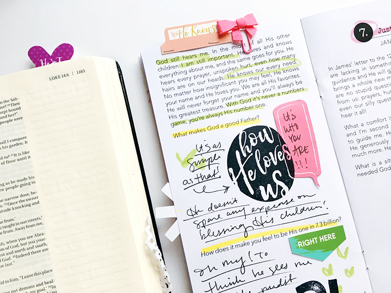 mixed media faith art journaling by Bailey Robert | One in a Billion  |  Illustrated Faith How He Loves Us devotional by Stephanie Bruice