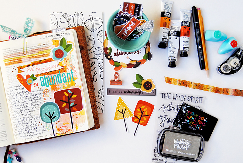 hybrid mixed media digital Bible art journaling entry by Elaine Davis | Gratitude Documented | Abundant Provision