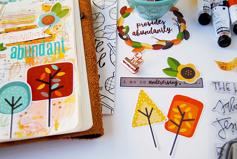 hybrid mixed media digital Bible art journaling entry by Elaine Davis | Gratitude Documented | Abundant Provision