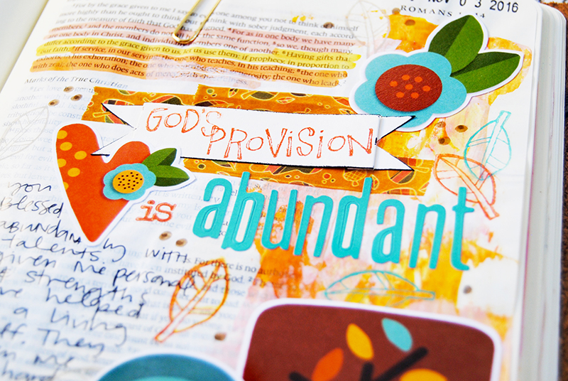 hybrid mixed media digital Bible art journaling entry by Elaine Davis | Gratitude Documented | Abundant Provision
