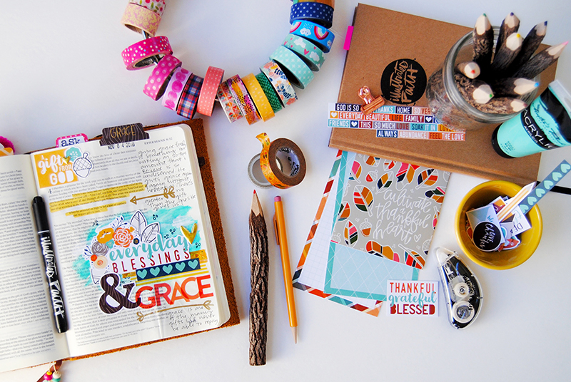 hybrid mixed media digital Bible art journaling entry by Elaine Davis | Gratitude Documented | Everyday Grace