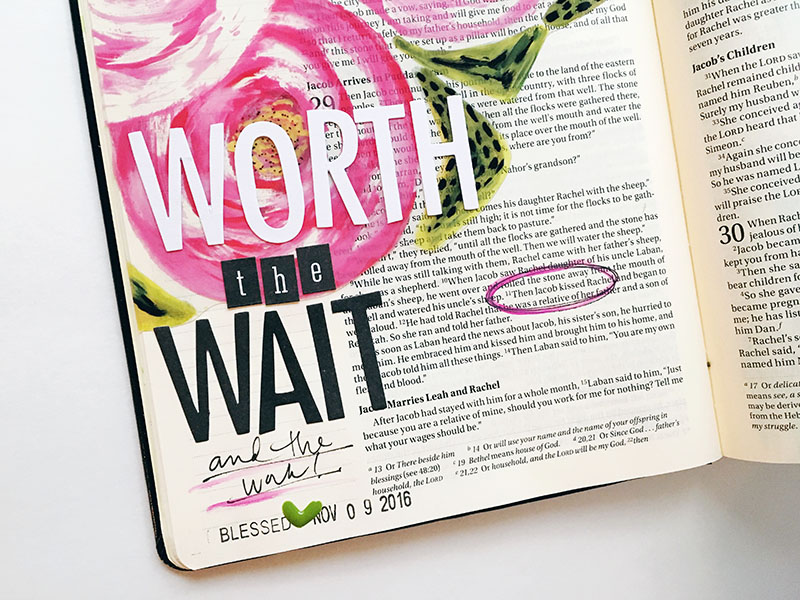 worth the wait bible journaling entry with Bailey Robert | Rachel's Days | Illustrated Faith by Bella Blvd You Are Loved
