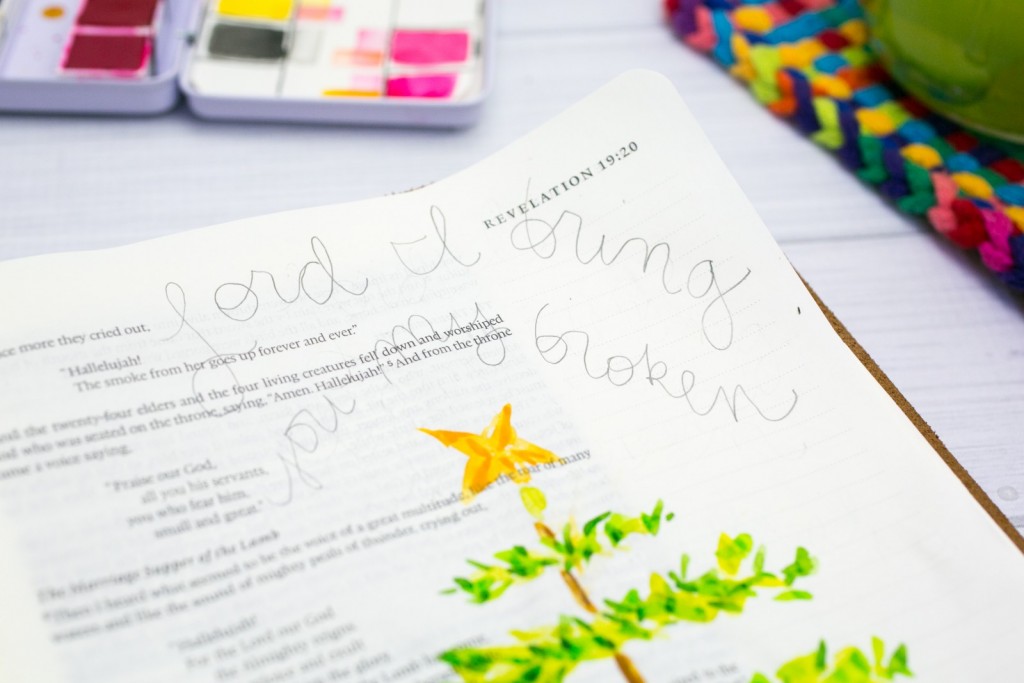 Watercolor Tutorial Bible Journaling by Amy Bruce - Leaning In - Offering a Broken Hallelujah