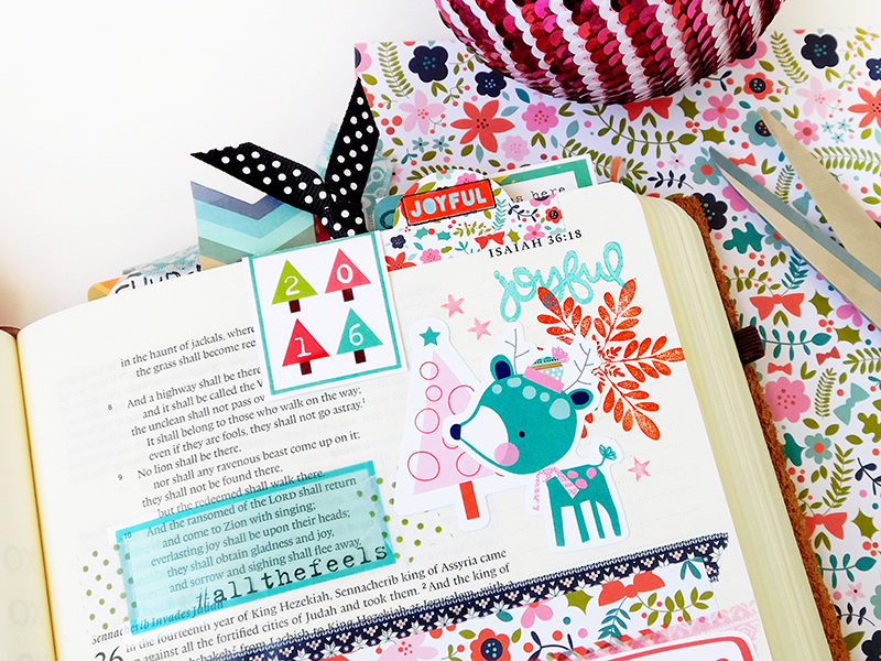 step by step DIY magnetic bookmark tutorial by Elaine Davis | Bible journaling | Bella Blvd Holly Jolly | Illustrated Faith digital print & pray