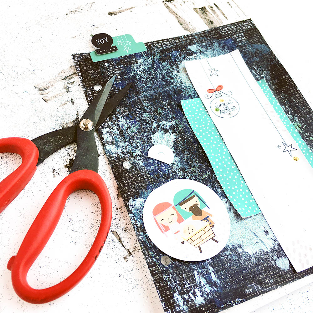 mixed media glitter background tutorial | Illustrated Faith by Bella Blvd CHRISTmas Collection, Praise Book, acrylic paint