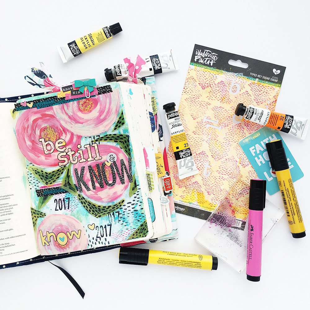 mixed media Bible art journaling tutorial | creating your own unique alphabet stickers | acrylic paint & stamping