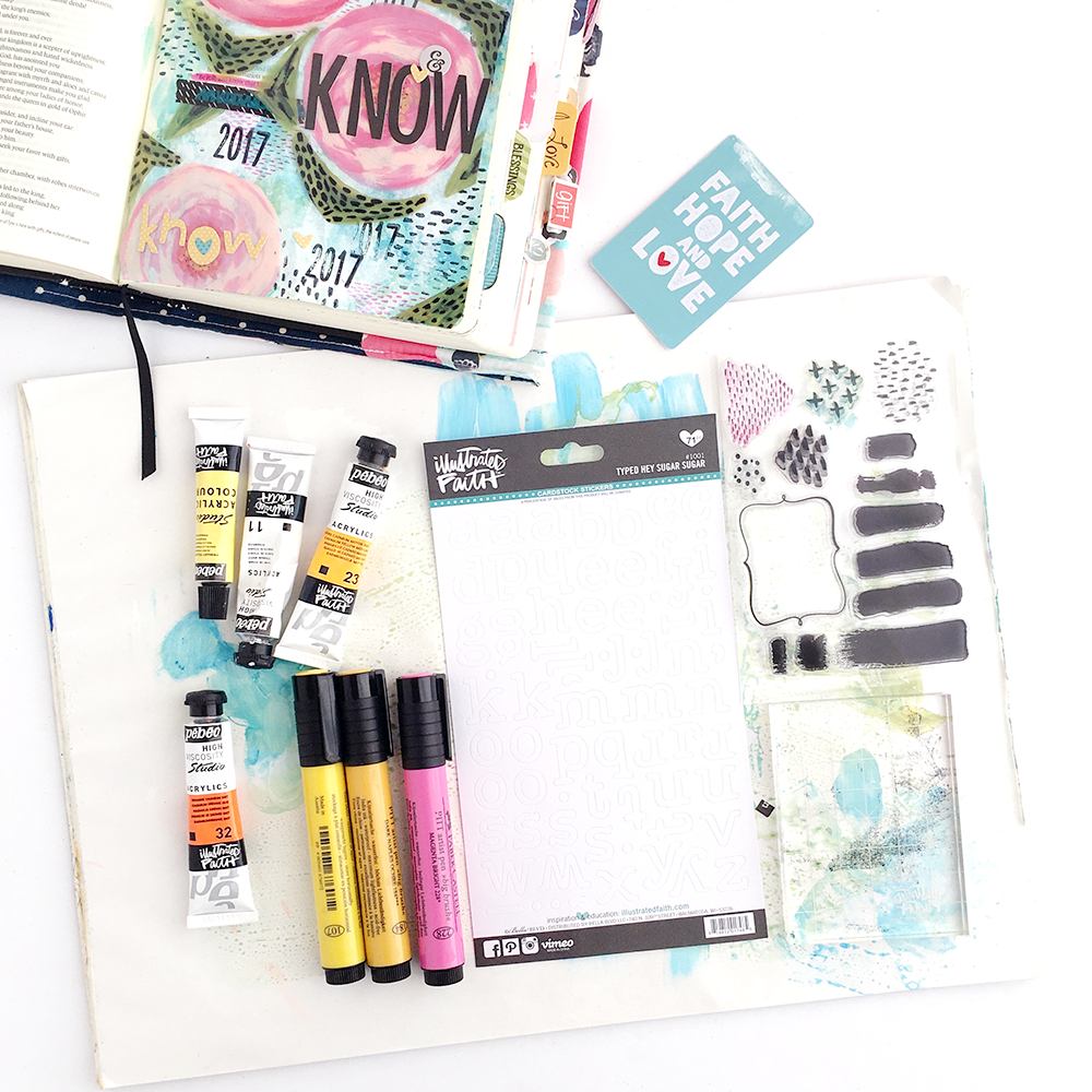 mixed media Bible art journaling tutorial | creating your own unique alphabet stickers | acrylic paint & stamping