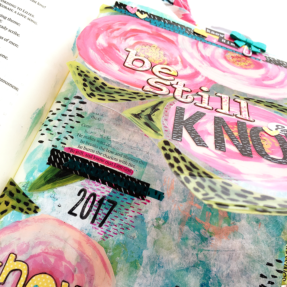 mixed media Bible art journaling tutorial | creating your own unique alphabet stickers | acrylic paint & stamping