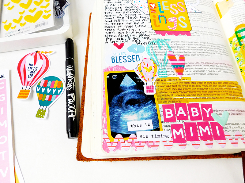 hybrid mixed media Journaling Bible entry by Elaine Davis | During the In-Between | Print and Pray Shop and Illustrated Faith by Bella Blvd Delight in His Day Collection | Matthew 7:24-27