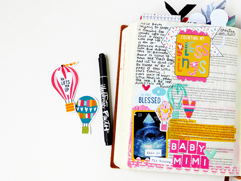 hybrid mixed media Journaling Bible entry by Elaine Davis |  During the In-Between | Print and Pray Shop and Illustrated Faith by Bella Blvd Delight in His Day Collection |  Matthew 7:24-27