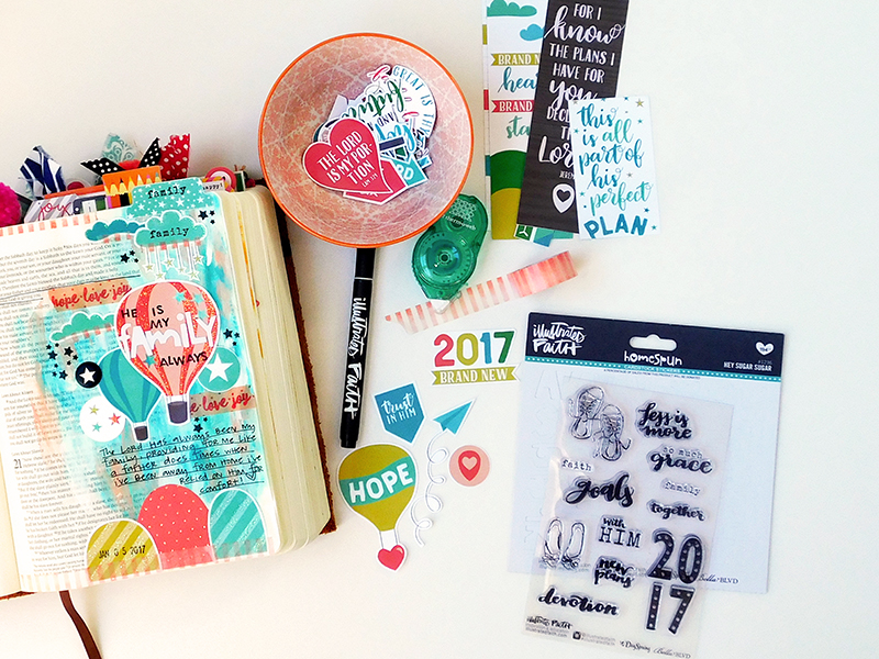 mixed media hybrid art journaling Bible entry by Elaine Davis | Family Ties