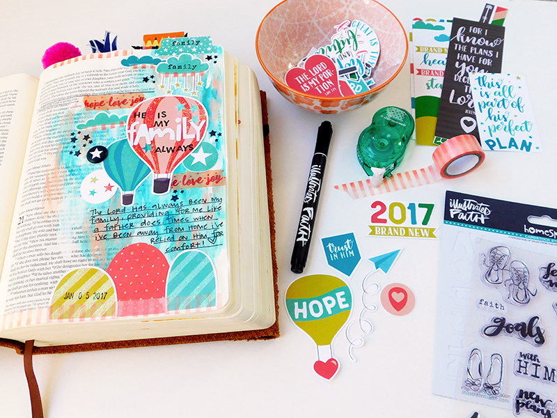 mixed media hybrid art journaling Bible entry by Elaine Davis | Family Ties