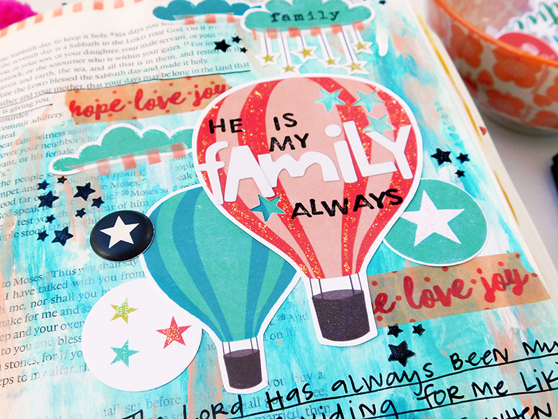 mixed media hybrid art journaling Bible entry by Elaine Davis | Family Ties