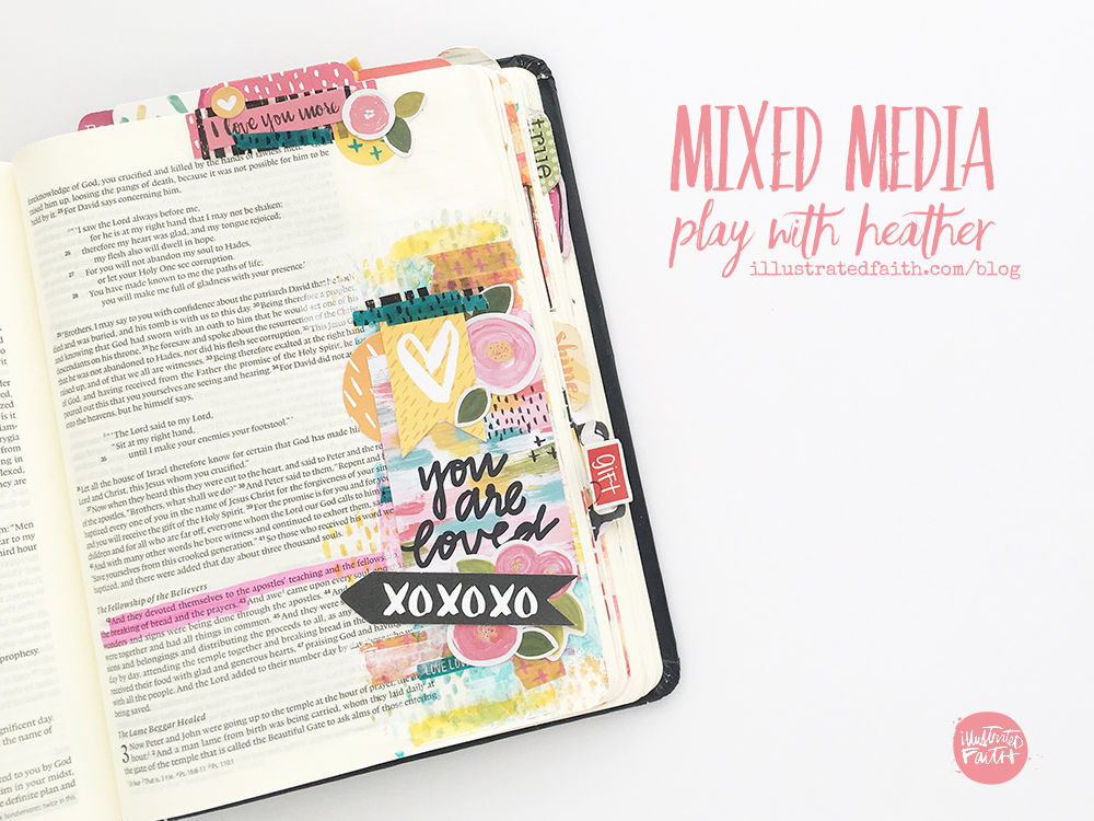 mixed media bible art journaling process video by Heather Greenwood | Illustrated Faith Goals with Grace devotional | Act 2:42