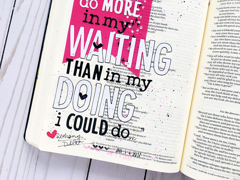 bible journaling worth the wait entry by Bailey Jean Robert | Psalm 40