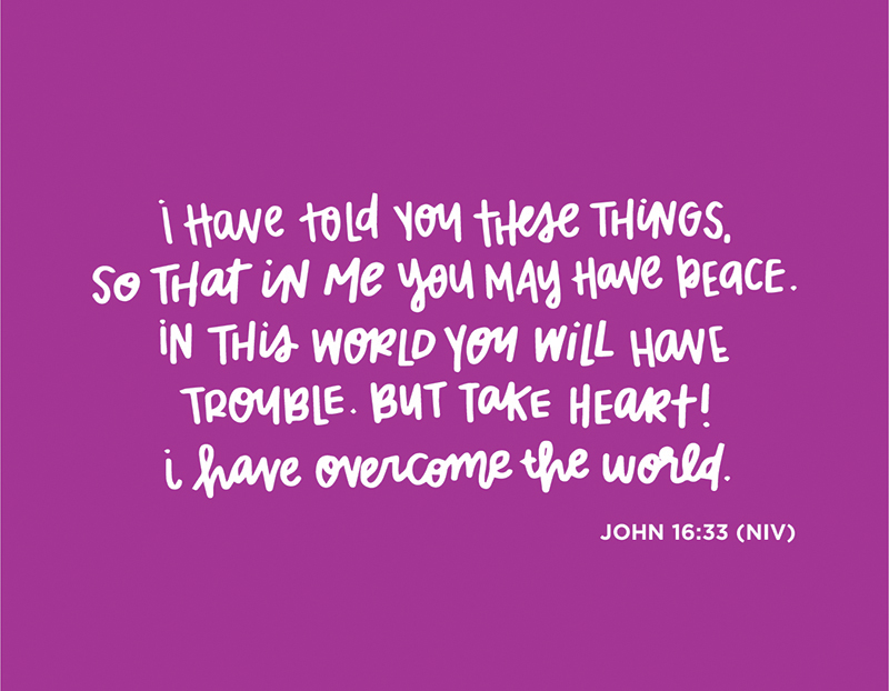 Sunday Inspiration from John 16:33 and free printable download