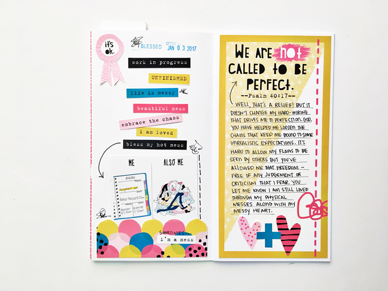 hybrid travelers notebook faith art journaling by Andrea Gray | Mess? What Mess? | Psalm 40:17