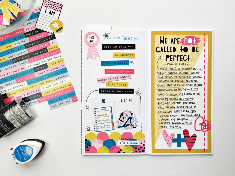 hybrid travelers notebook faith art journaling by Andrea Gray | Mess? What Mess? | Psalm 40:17