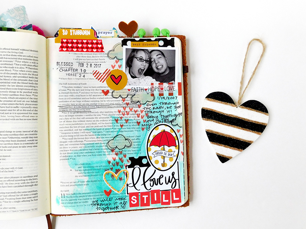 hybrid mixed media Bible journaling entry by Elaine Davis and husband Ian | Illustrated Faith Stubborn Love workshop