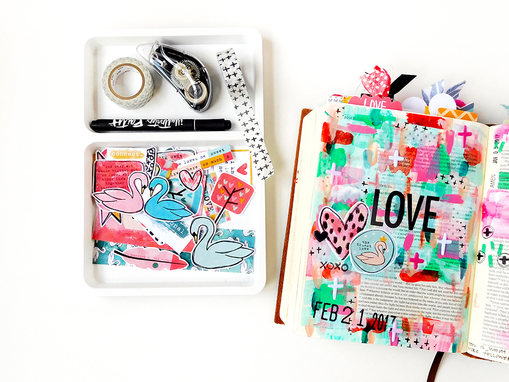 hybrid Bible journaling "scraplifting" inspiration and dos and don'ts by Elaine Davis