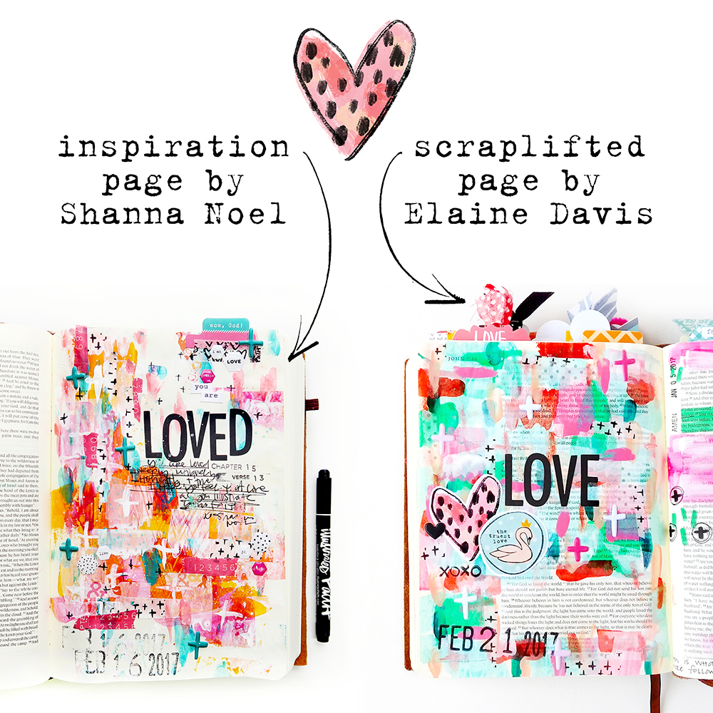 hybrid Bible journaling "scraplifting" inspiration and dos and don'ts by Elaine Davis