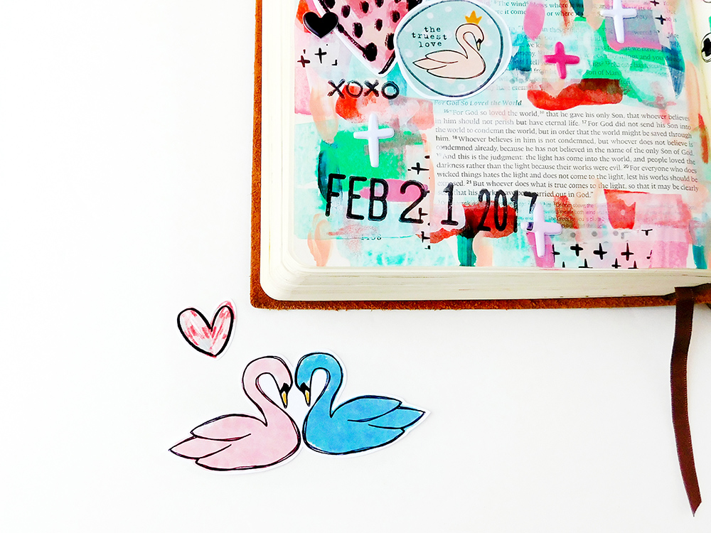 hybrid Bible journaling "scraplifting" inspiration and dos and don'ts by Elaine Davis