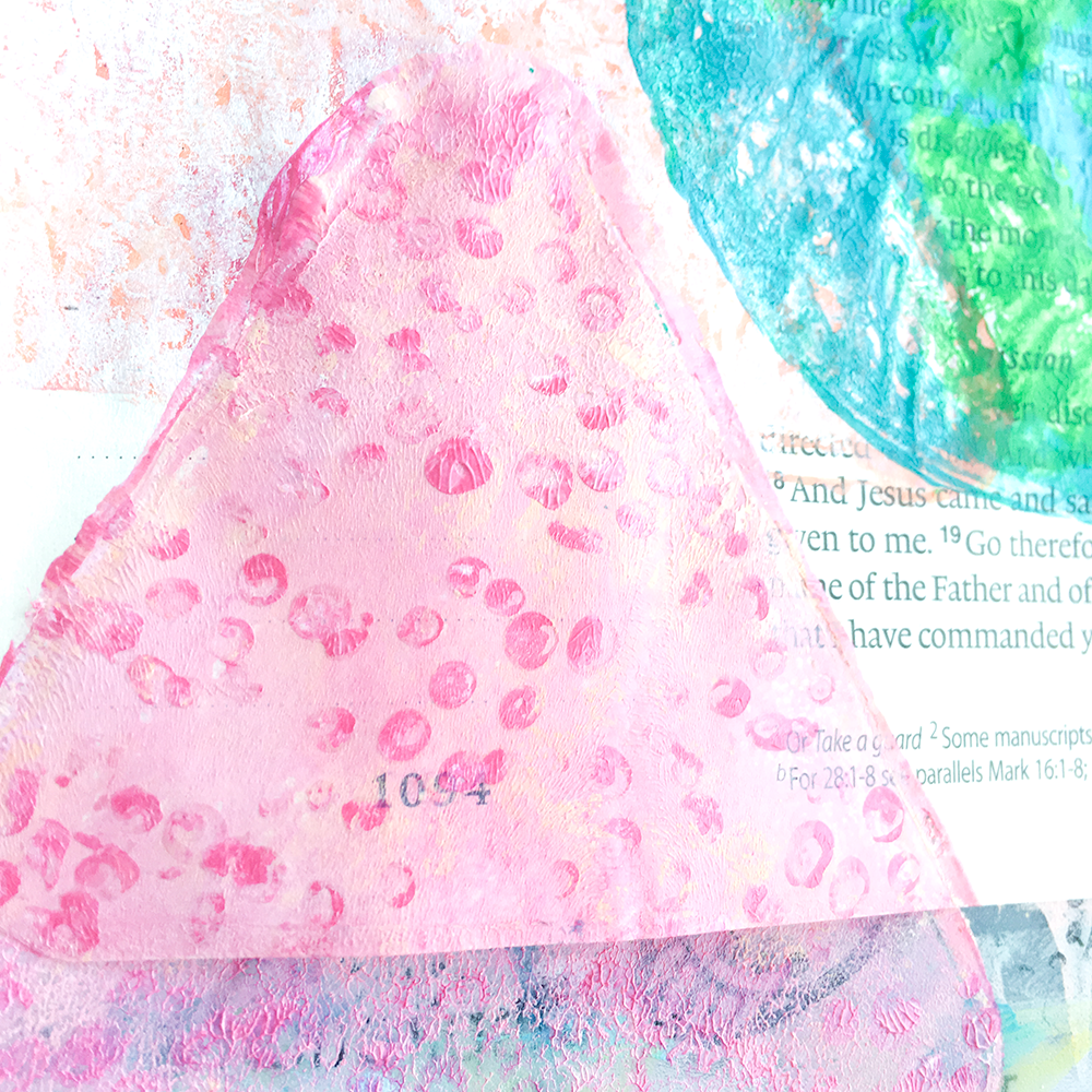 mixed media gelli plate tutorial and Bible Journaling entry by Heather Greenwood | Illustrated Faith Stubborn Love | The Great Commission and love