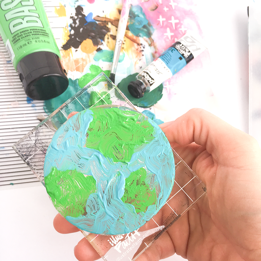 mixed media gelli plate tutorial and Bible Journaling entry by Heather Greenwood | Illustrated Faith Stubborn Love | The Great Commission and love