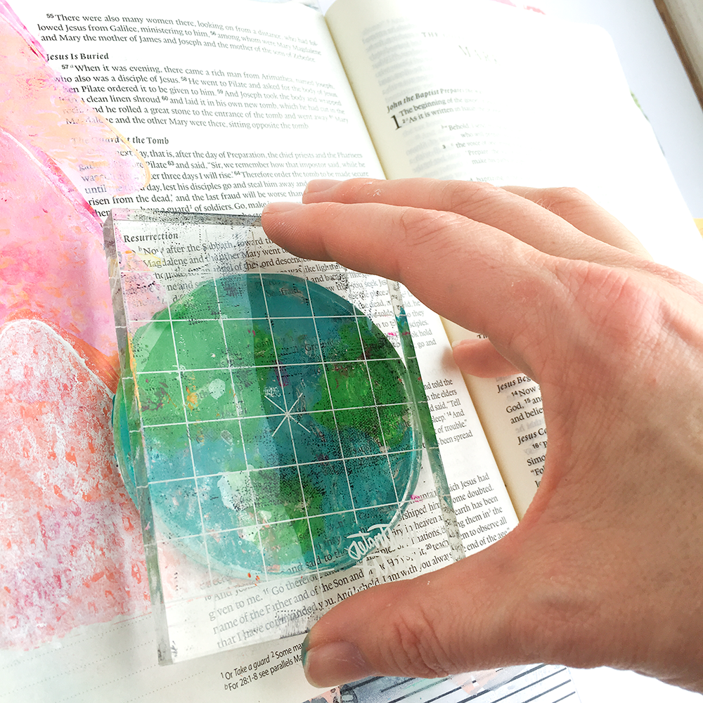 mixed media gelli plate tutorial and Bible Journaling entry by Heather Greenwood | Illustrated Faith Stubborn Love | The Great Commission and love