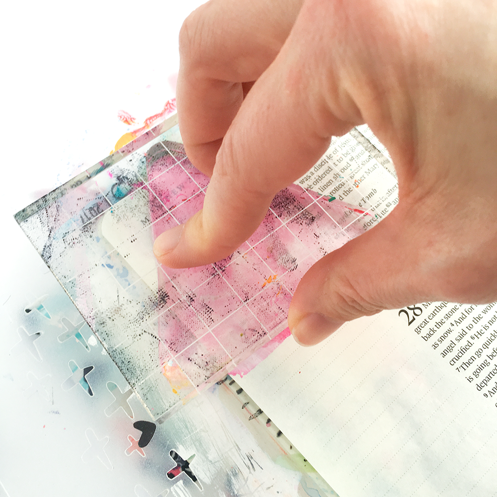 mixed media gelli plate tutorial and Bible Journaling entry by Heather Greenwood | Illustrated Faith Stubborn Love | The Great Commission and love