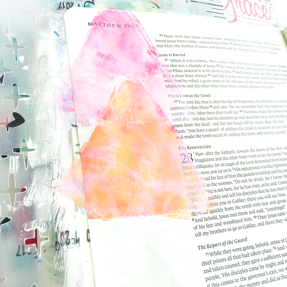 mixed media gelli plate tutorial and Bible Journaling entry by Heather Greenwood | Illustrated Faith Stubborn Love | The Great Commission and love