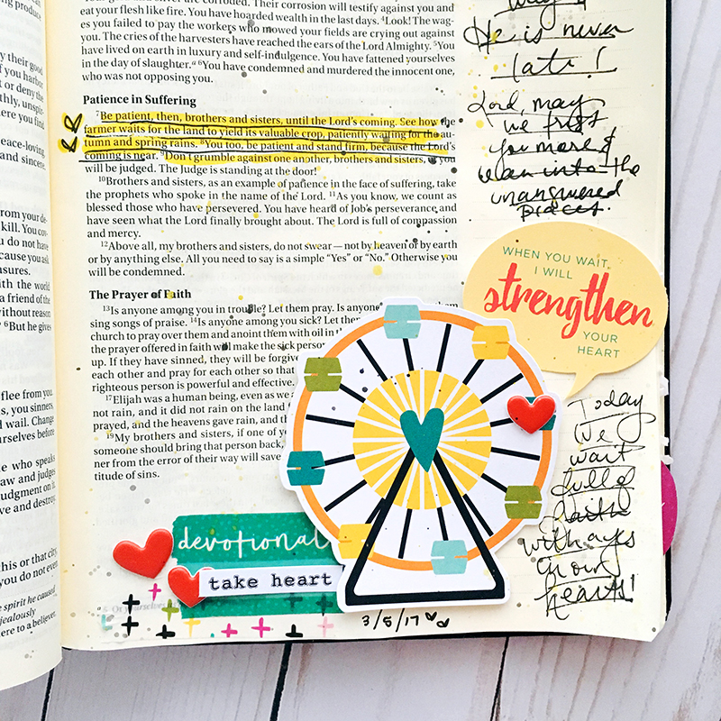 bible journaling entry by Bailey Jean Robert | Worth the Wait | Everyday Adventures | James 5