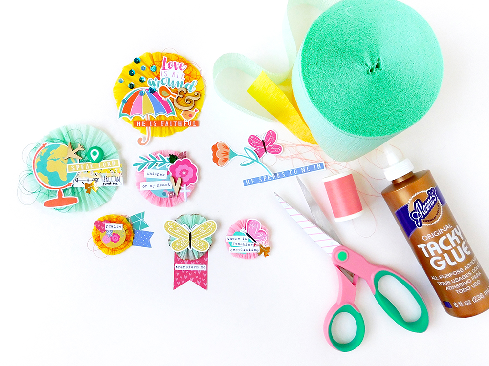 Print & Pray Crepe Paper Embellishments tutorial | bible journaling entry by Elaine Davis