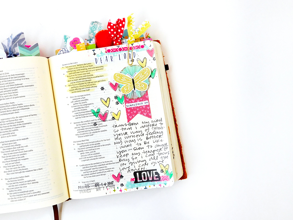 Print & Pray Crepe Paper Embellishments tutorial | bible journaling entry  by Elaine Davis