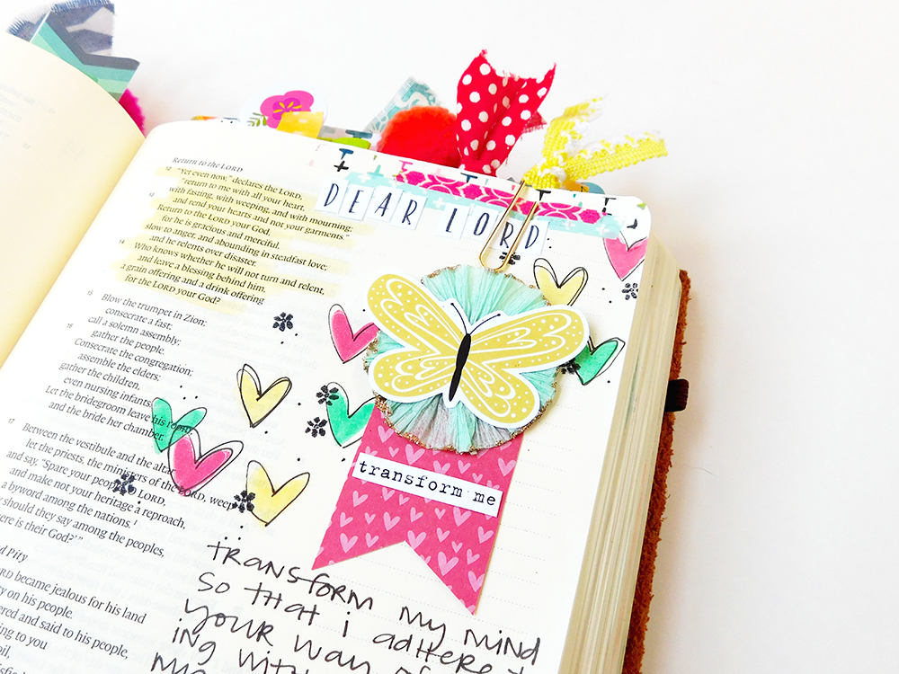 Print & Pray Crepe Paper Embellishments tutorial | bible journaling entry  by Elaine Davis