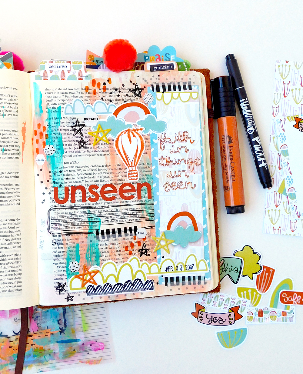 hybrid digital mixed media art journaling bible entry by Elaine Davis | Believe in Things Unseen