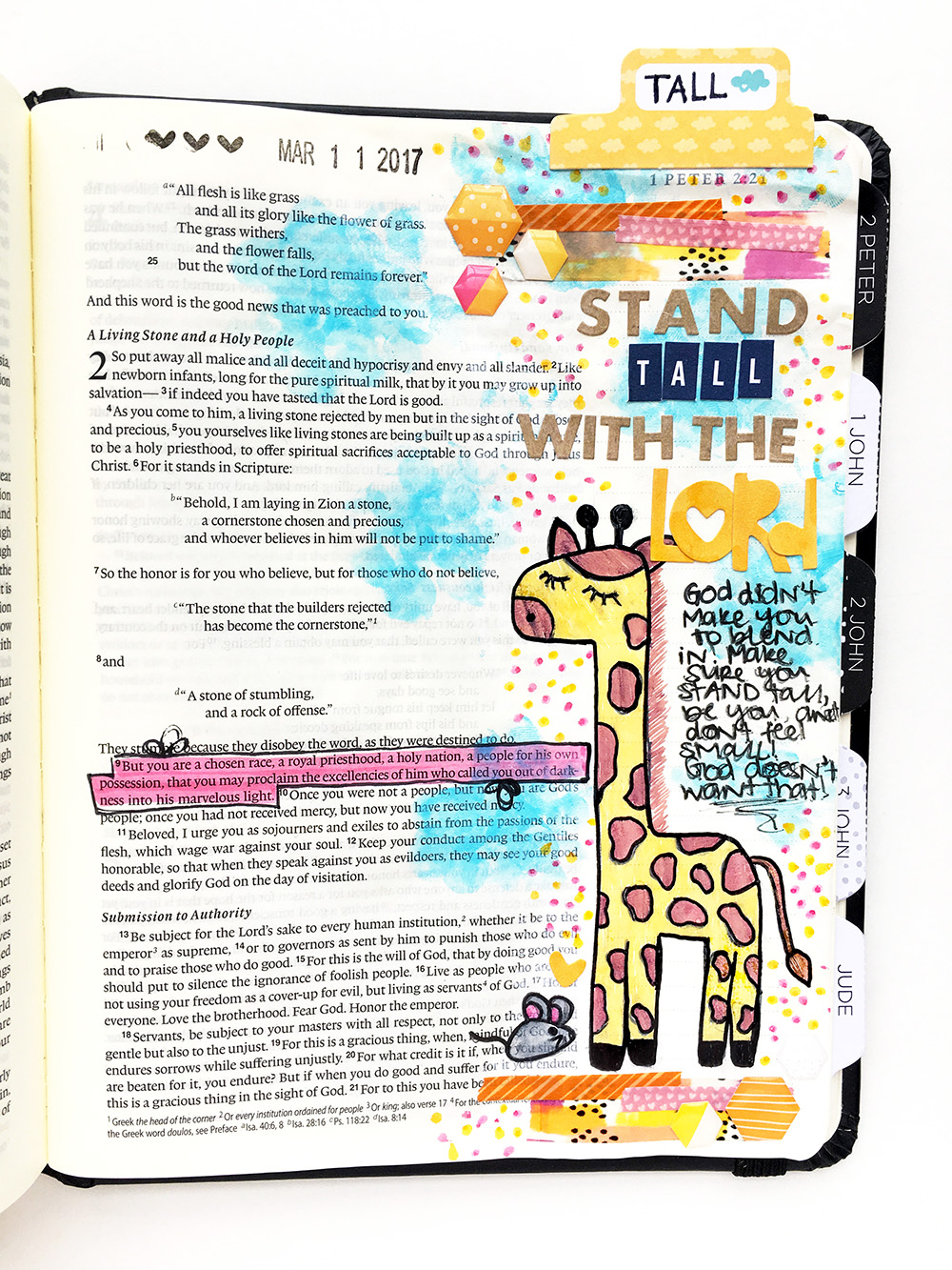 mixed media art journaling Bible entry by Abigail Clone | Teen Topic: Feeling Small