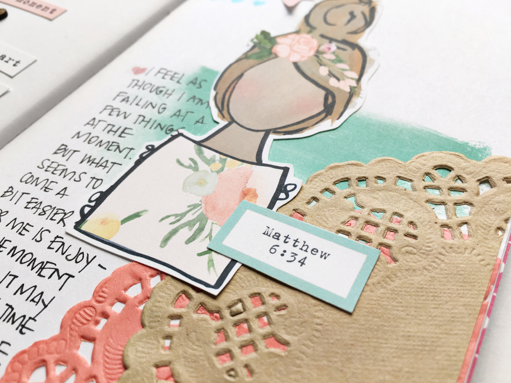 hybrid faith traveler's notebook entry by Andrea Gray | Memory Keeping: Faith Edition | Being Here Now | Matthew 6:34