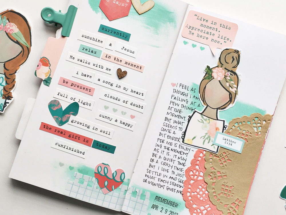 hybrid faith traveler's notebook entry by Andrea Gray | Memory Keeping: Faith Edition | Being Here Now | Matthew 6:34