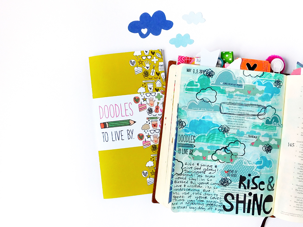 mixed media Bible journaling entry by Elaine Davis | Doodles to Live By Day 4: Rise & Shine!