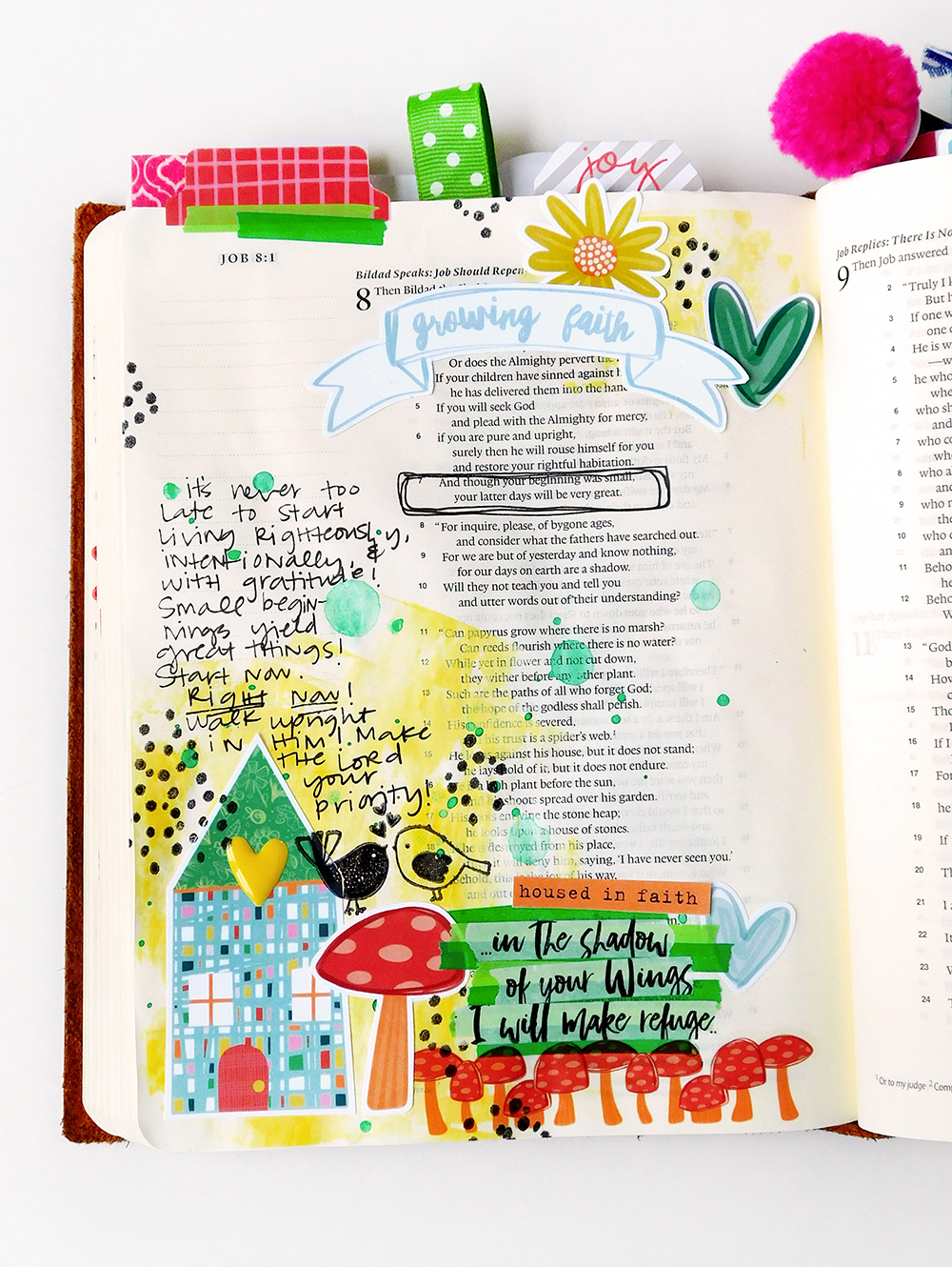 hybrid digital printable mixed media Bible journaling entry by Elaine Davis | Good to Grow, A Lesson from Job