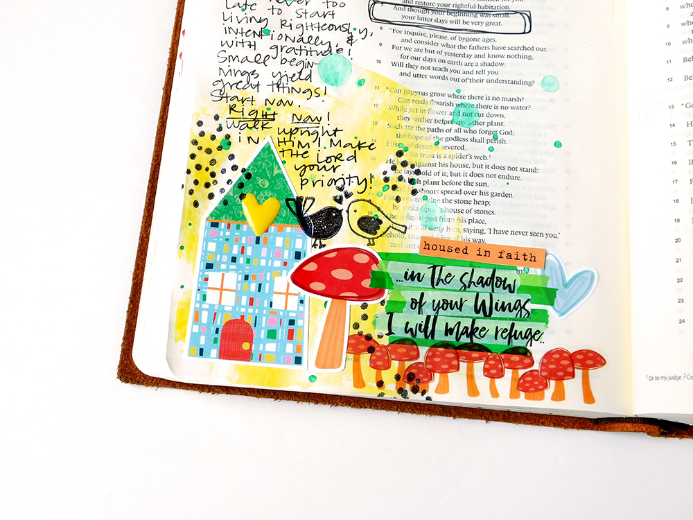 hybrid digital printable mixed media Bible journaling entry by Elaine Davis | Good to Grow, A Lesson from Job