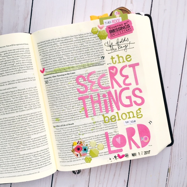 Bible journaling entry by Bailey Jean Robert | Worth the Wait | The Secret Things | Deut 29:29