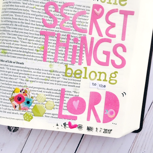 Bible journaling entry by Bailey Jean Robert | Worth the Wait | The Secret Things | Deut 29:29