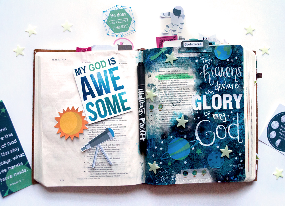 digital hybrid mixed media Bible journaling entry by Leah | Outta This World Love with Leah Schumacher